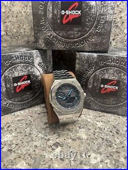 NEW Casioak Mod Watch G-Shock-S2100, Silver-Original Case And Parts Included