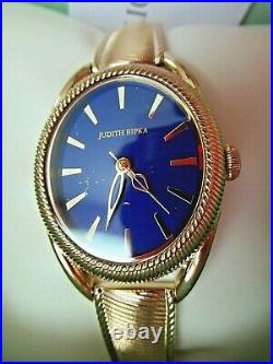 New Judith Ripka Marni Gold-tone Lapis Dial Bracelet Watch Size Large w JR Box