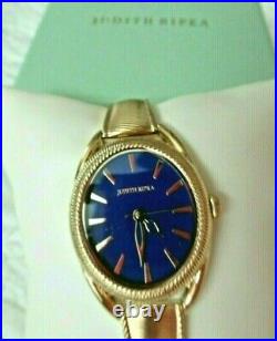 New Judith Ripka Marni Gold-tone Lapis Dial Bracelet Watch Size Large w JR Box