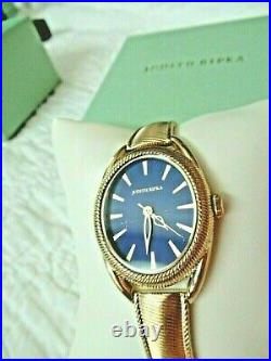 New Judith Ripka Marni Gold-tone Lapis Dial Bracelet Watch Size Large w JR Box