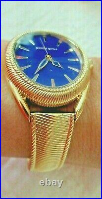 New Judith Ripka Marni Gold-tone Lapis Dial Bracelet Watch Size Large w JR Box