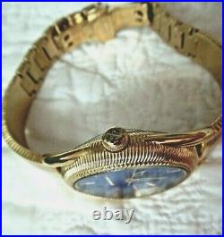 New Judith Ripka Marni Gold-tone Lapis Dial Bracelet Watch Size Large w JR Box