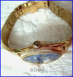 New Judith Ripka Marni Gold-tone Lapis Dial Bracelet Watch Size Large w JR Box