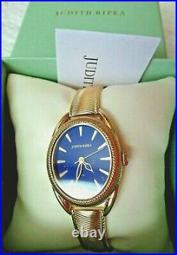 New Judith Ripka Marni Gold-tone Lapis Dial Bracelet Watch Size Large w JR Box