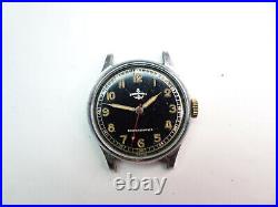 Normandie Vintage Black Dial 7 Jewel Watch For Restoration Or Parts