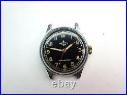 Normandie Vintage Black Dial 7 Jewel Watch For Restoration Or Parts