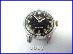 Normandie Vintage Black Dial 7 Jewel Watch Runs For Restoration Or Parts