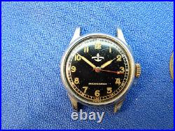 Normandie Vintage Black Dial 7 Jewel Watch Runs For Restoration Or Parts