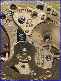 OMEGA Ladymatic Caliber 683 Watch Movement Dial Hands Parts RUNS Running Vintage