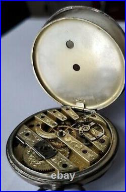 Old BAUTTE Geneva FANCY Hand Engraved Mvt KW Lever POCKET WATCH Parts or REPAIR