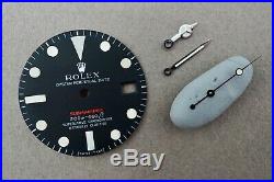 Original 1969 70 Rolex 1680 RED Submariner Meters First Dial Matching Hand Set