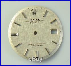 Original Rolex 1601 Datejust Tuxedo Silver Stick Dial For 36mm With Hands