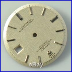 Original Rolex 1601 Datejust Tuxedo Silver Stick Dial For 36mm With Hands