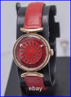 Parts/Repair 1970s Ernest Borel Cocktail Red Ladies Hand Wind Watch Kaleidoscope