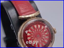 Parts/Repair 1970s Ernest Borel Cocktail Red Ladies Hand Wind Watch Kaleidoscope