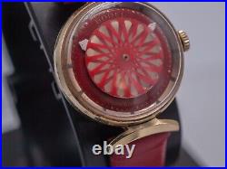 Parts/Repair 1970s Ernest Borel Cocktail Red Ladies Hand Wind Watch Kaleidoscope