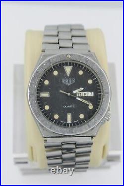 Parts Repair Pre Tag Heuer 980.004 Black 1000 Diver SS Watch Mens Silver Jubilee