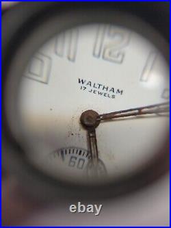 RARE 1943 Military WALTHAM Pocket Watch Model 1908 17j 3POS FOR PARTS/REPAIR