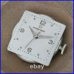 RARE ETERNAMATIC Cal 1321T Watch Movement Running Parts Repairs Dial Hands