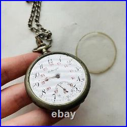 RARE Henry Hy Moser PARTS/REPAIR Pocket Watch 24h Military Swiss Old Vtg CLASSIC