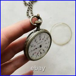 RARE Henry Hy Moser PARTS/REPAIR Pocket Watch 24h Military Swiss Old Vtg CLASSIC