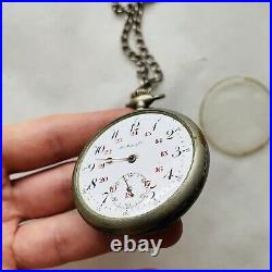 RARE Henry Hy Moser PARTS/REPAIR Pocket Watch 24h Military Swiss Old Vtg CLASSIC