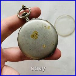 RARE Henry Hy Moser PARTS/REPAIR Pocket Watch 24h Military Swiss Old Vtg CLASSIC