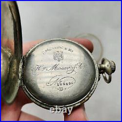 RARE Henry Hy Moser PARTS/REPAIR Pocket Watch 24h Military Swiss Old Vtg CLASSIC