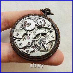 RARE Pocket Watch Henry Hy Moser Cie PARTS/REPAIR Military Swiss Vtg 15 Rubis