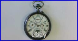 RARE Vtg Acier Garanti Moonphase Pocket Watch. PARTS/RESTORATION. GREAT PRICE