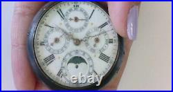 RARE Vtg Acier Garanti Moonphase Pocket Watch. PARTS/RESTORATION. GREAT PRICE