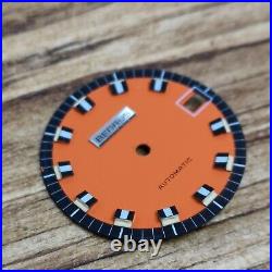 Rare Stylish 1970s Benrus Automatic Divers Watch Orange Dial & Hands Parts (Z54)