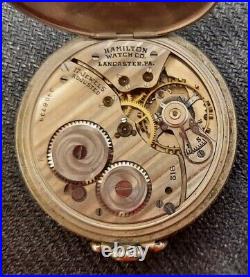 Rare Vintage 1920's Hamilton Pocket watch 14K Gold Filled Parts or repair