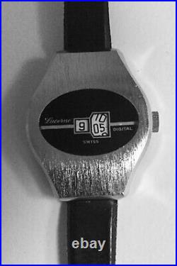 Rare Vintage 60s Lucerne Digital Swiss Watch Hand Wound Not Running For Parts