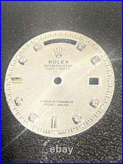 Rolex Genuine Dial Day-Date 18239 118239 Men's Watch Parts Silver Diamond Hands