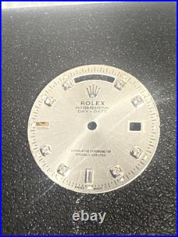 Rolex Genuine Dial Day-Date 18239 118239 Men's Watch Parts Silver Diamond Hands