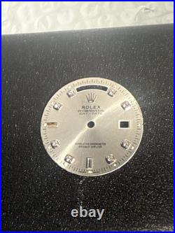 Rolex Genuine Dial Day-Date 18239 118239 Men's Watch Parts Silver Diamond Hands