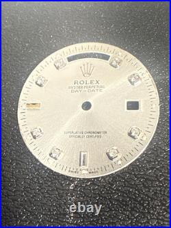 Rolex Genuine Dial Day-Date 18239 118239 Men's Watch Parts Silver Diamond Hands