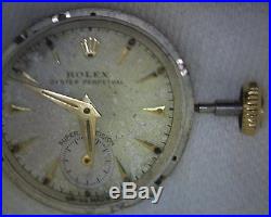Rolex-watch 7.3/4 420 Bubbleback movement hands dial crown genuine imperfect