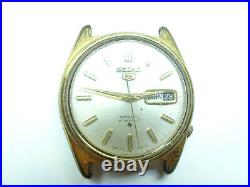 Seiko 5 6119-8090 waterproof goldplated 1968 watch runs for restoration parts