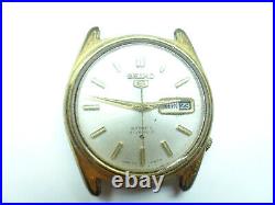 Seiko 5 6119-8090 waterproof goldplated 1968 watch runs for restoration parts