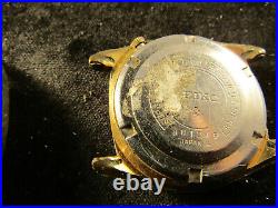 Seiko 5 6119-8090 waterproof goldplated 1968 watch runs for restoration parts