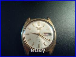 Seiko 5 6119-8090 waterproof goldplated 1968 watch runs for restoration parts