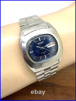 Seiko Men's Watch 7006-5000 Blue Dial Day Date 70's Vintage FOR REPAIR PARTS