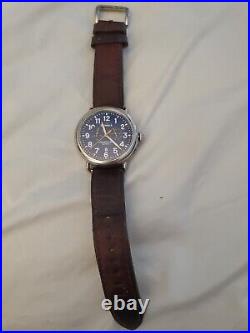 Shinola Argonite 5021 41mm Blue Dial Chronograph Leather Strap Watch Parts Only