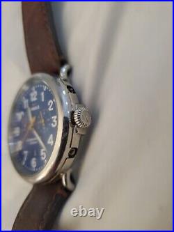 Shinola Argonite 5021 41mm Blue Dial Chronograph Leather Strap Watch Parts Only
