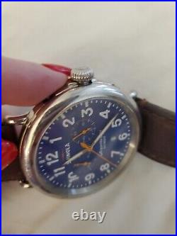 Shinola Argonite 5021 41mm Blue Dial Chronograph Leather Strap Watch Parts Only