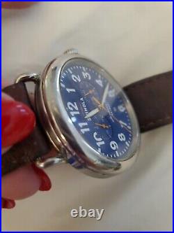 Shinola Argonite 5021 41mm Blue Dial Chronograph Leather Strap Watch Parts Only