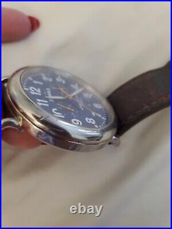 Shinola Argonite 5021 41mm Blue Dial Chronograph Leather Strap Watch Parts Only