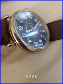 Shinola Argonite 5021 41mm Blue Dial Chronograph Leather Strap Watch Parts Only